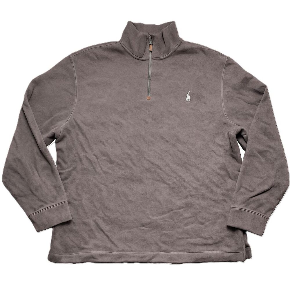 Polo Ralph Lauren Men’s XXL Brown 1/4 Zip Pullover Sweater Cotton